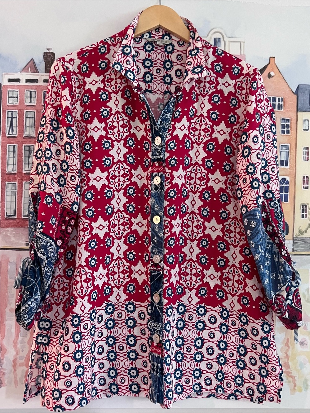 John Mark Women's Geometric Patterned Button-Up Tunic Size M - Picture 4 of 13